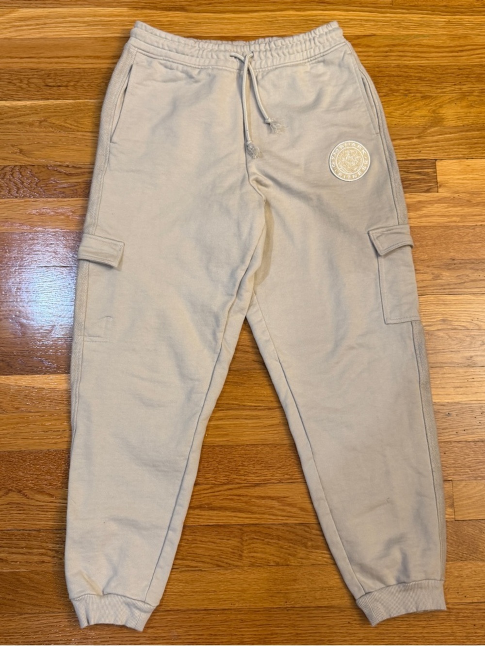 Gymshark Legacy Cargo Joggers in washed stone brown/tan - Size Small